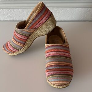 Dansko Multicolor Striped Wedge Mules